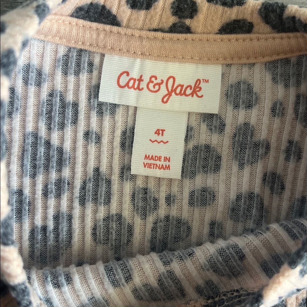 Cat & Jack Leopard Print Top and Black Leggings Set - Picture 2 of 4